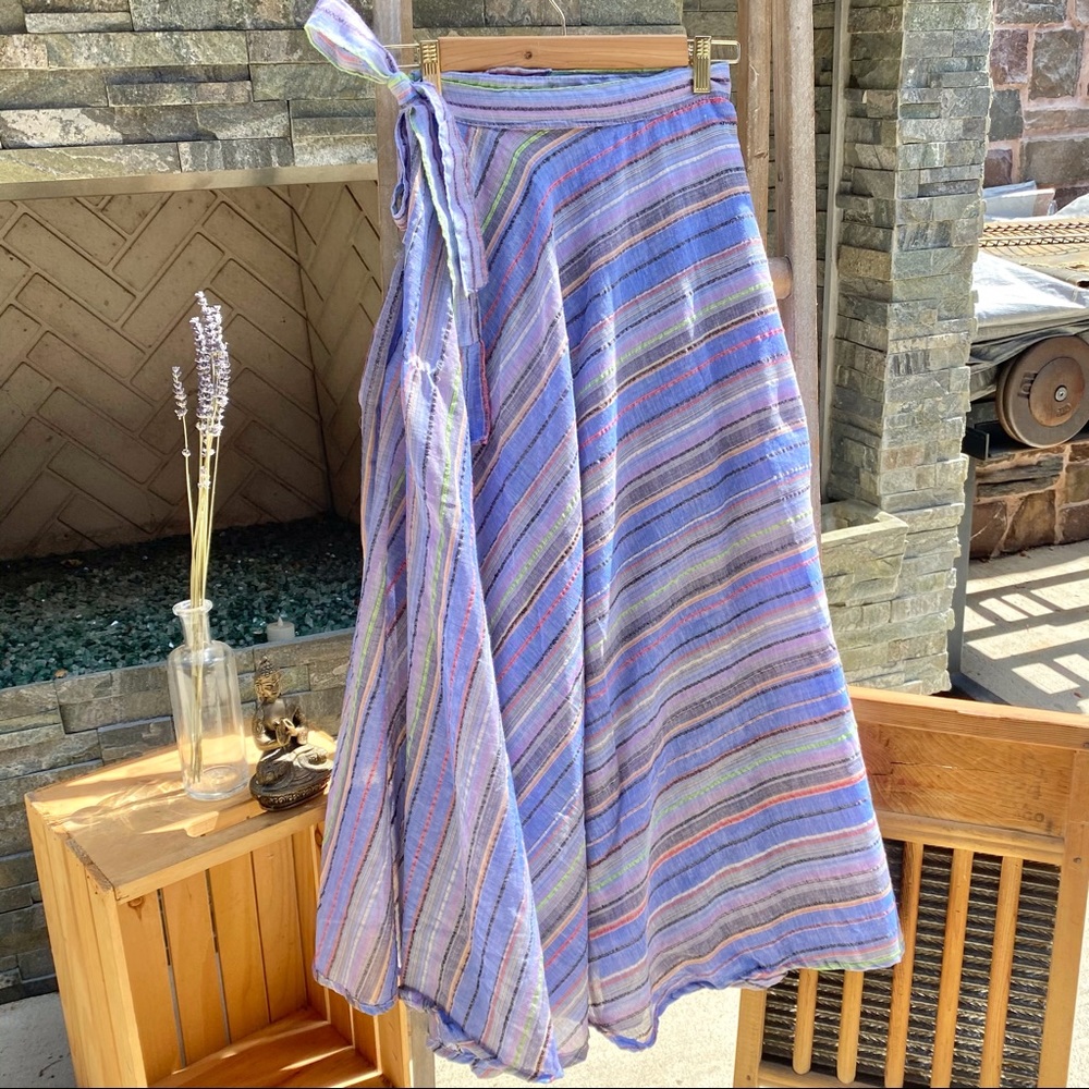 🆕🆕🆕✨BOHO STRIPED WRAP SKIRT SARONG FROM INDIA - Picture 3 of 9